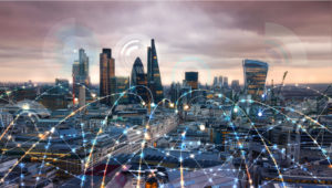 This week has seen launches for companies producing technology for connected buildings as represented in this picture of the London skyline with lines connecting the buildings